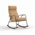 Rocking chair with fabric upholstery and metal frame in beige 80 x 70 x 100cm