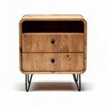 Wooden nightstand with two drawers and open shelf brown 45 x 40 x 50cm