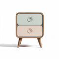 Wooden nightstand with two drawers in pastel green and pink 50 x 40 x 45cm