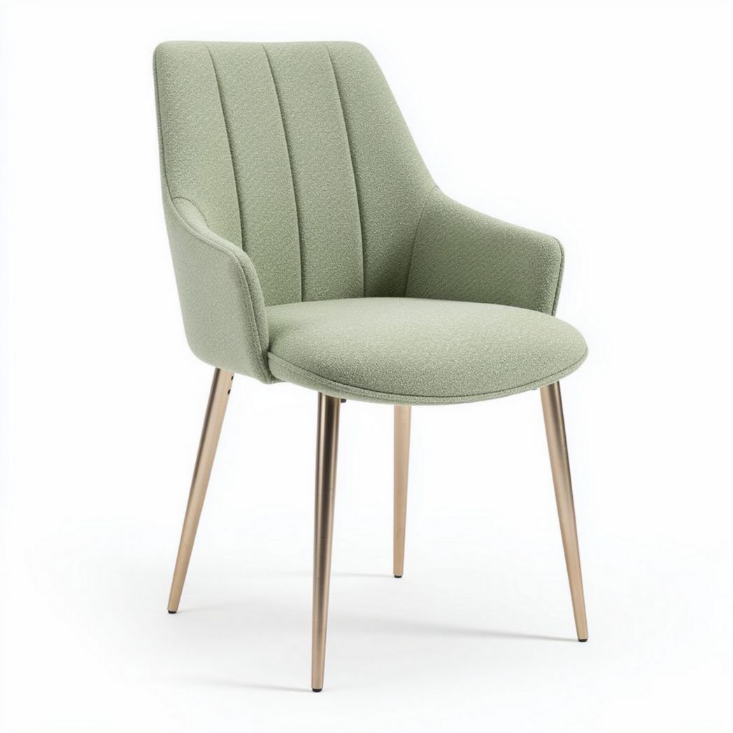 Upholstered dining chair in green fabric with metal legs 50 x 55 x 80cm