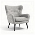 Houndstooth pattern armchair with soft upholstery and wooden legs 80 x 70 x 85cm