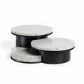 Round terrazzo display stands with black metal base 30 x 30 x 15cm