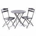 Metal folding patio bistro table with two chairs in black 80 x 80 x 75cm
