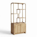 Wooden shelving unit with metal frame and storage cabinet 90 x 40 x 180cm